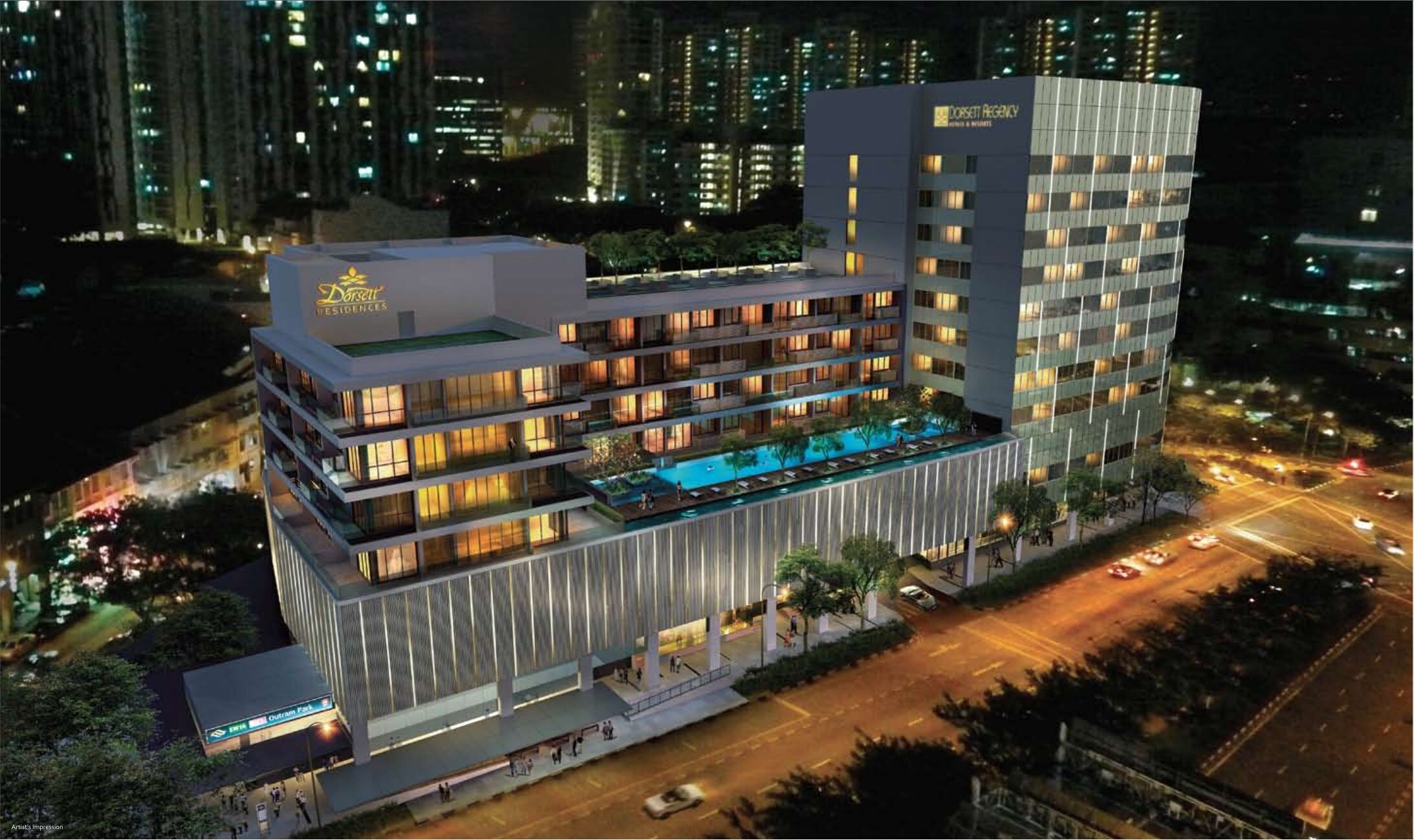 Dorsett Residences at night (artist’s impression)