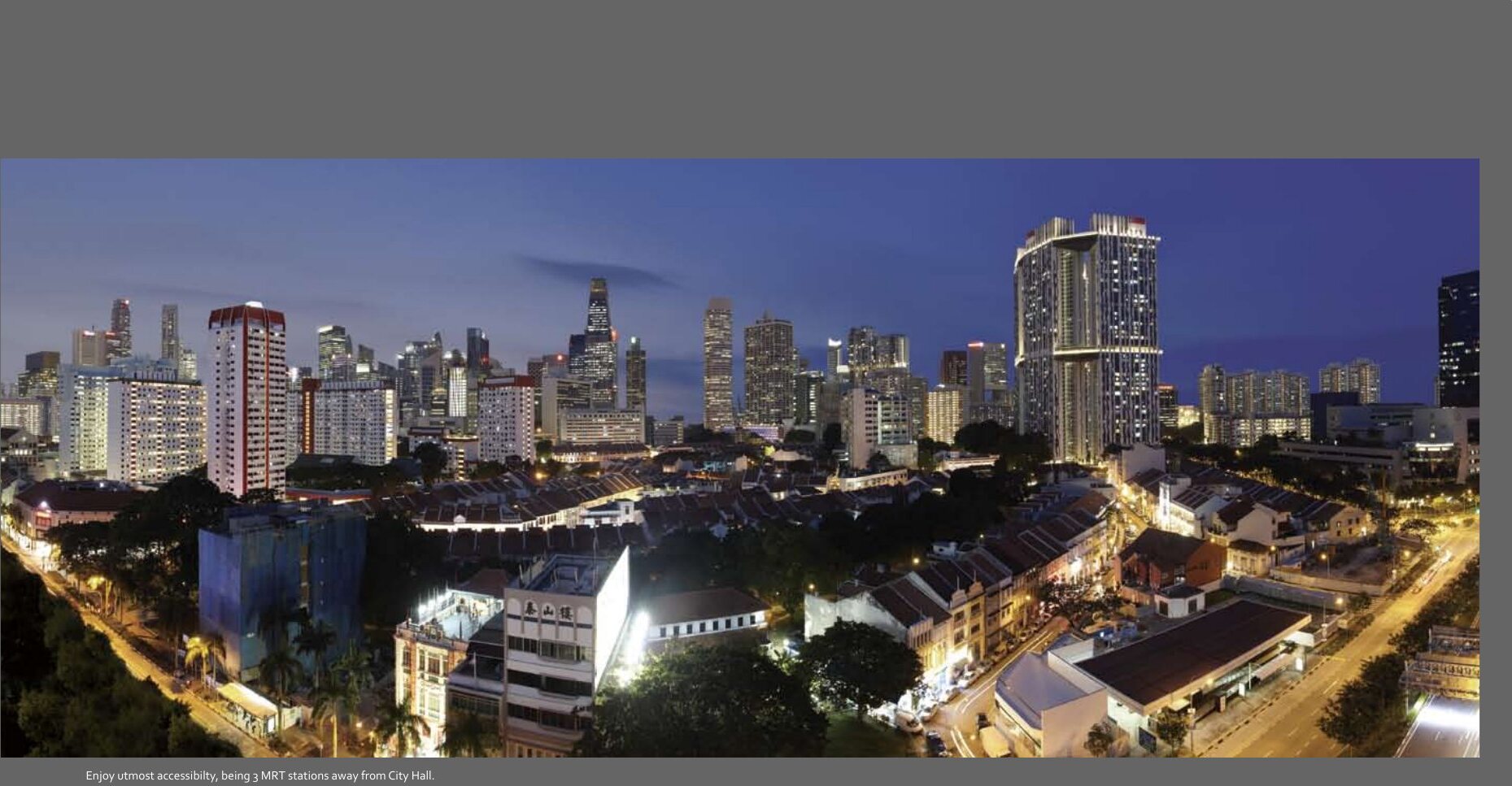Chinatown and city skyline at night (photograph)